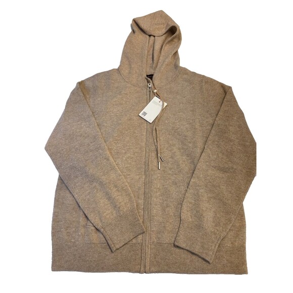 Quince 100% Mongolian Cashmere Full Zip Hoodie Sweater Womens Large NWT Oatmeal - Picture 3 of 13